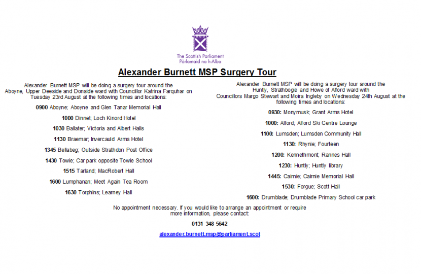 alexander burnett msp surgery tour aberdeenshire west 2016