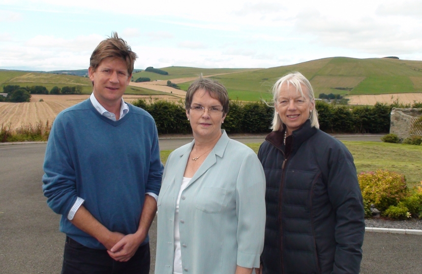 Alexander Burnett with Cllr Margo Stewart and Cllr Moira Ingleby